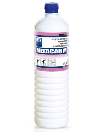 картинка МЕГАСАН - М средство для очистки и дезинфекции сантехники 1л от магазина КлинКрафт